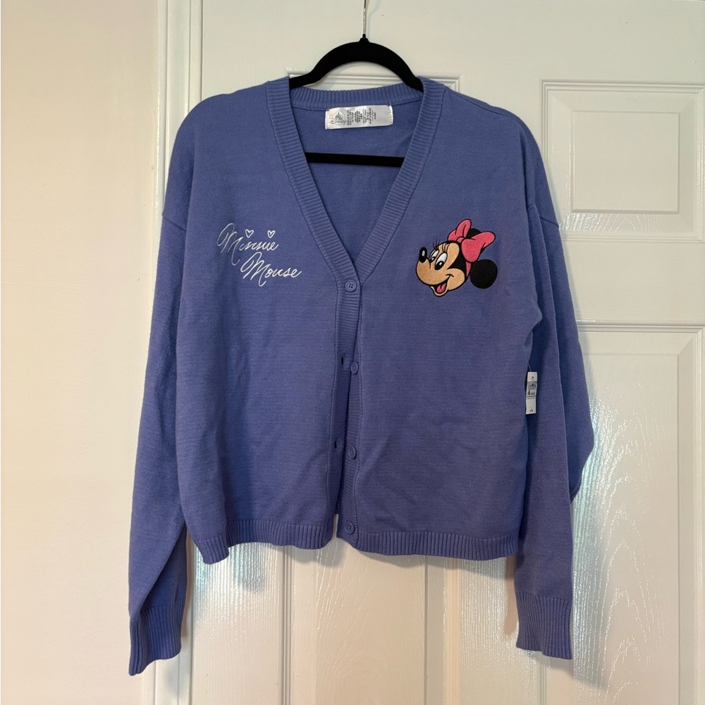 Minnie Mouse Periwinkle Lavender V-Neck Cardigan Large